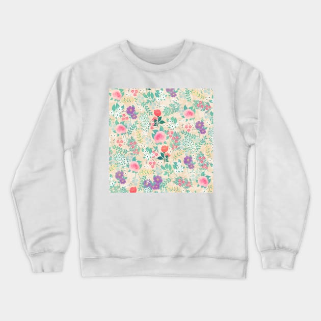 Pink Roses Floral Design Crewneck Sweatshirt by NdesignTrend